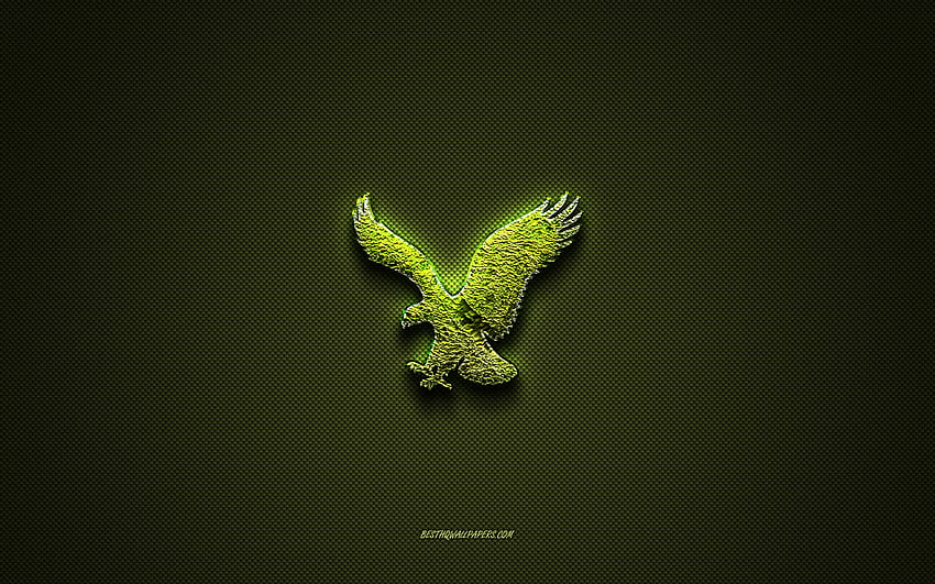 Лого на American Eagle Outfitters, зелено творческо лого, лого на флорално изкуство, емблема на American Eagle Outfitters, зелена текстура от въглеродни влакна, American Eagle Outfitters, творческо изкуство HD тапет
