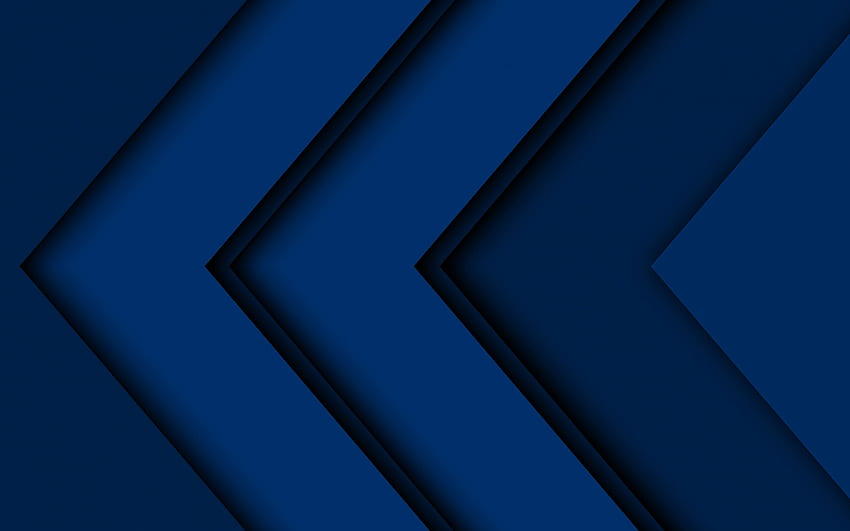 blue arrows, artwork, creative, abstract arrows, blue material design, geometric shapes, arrows, geometry, blue background, dark arrows for with resolution . High Quality HD wallpaper