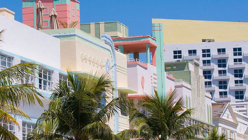 Art Deco District Маями: Най-голямата концентрация на архитектура в стил Art Deco в света HD тапет