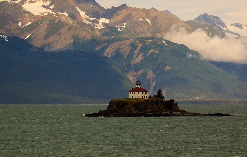 Alaska, USA, Lynn Canal, Juneau, Eldred Rock Lighthouse, Skagway für , Abschnitt пейзажи, Juneau, Alaska HD-Hintergrundbild