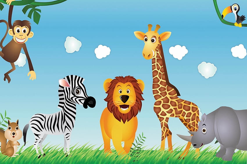 Cute Animals Kids Mural, custom made to suit your wall size by the UK's No.1 for wall murals. Animal for kids, Kids , Animal, Zoo Animals HD wallpaper
