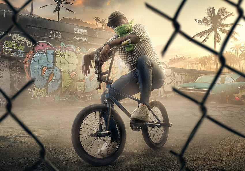 Grand Theft Auto: San Andreas, gra wideo, mężczyzna na rowerze Tapeta HD