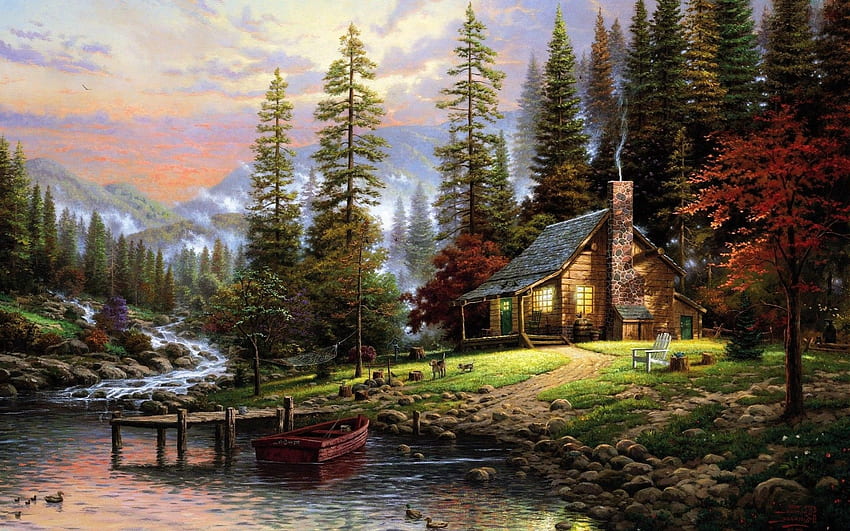 iPhone Forest Cabin, Winter Mountain Cabin HD wallpaper
