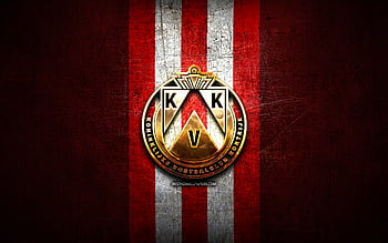 Kortrijk FC, golden logo, Jupiler Pro League, red metal background,  football, belgian football club, KV Kortrijk logo, soccer, KV Kortrijk HD  wallpaper | Pxfuel