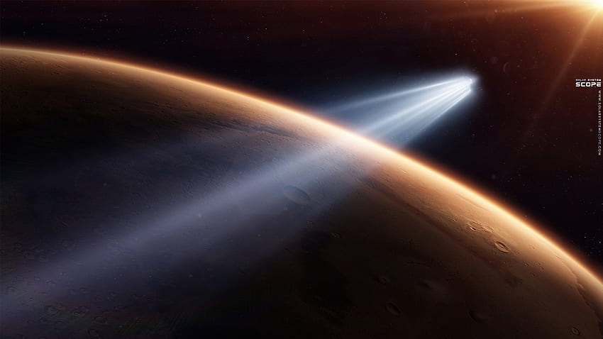 Mars encounter 2014, planet, comet, space, siding spring, mars HD wallpaper