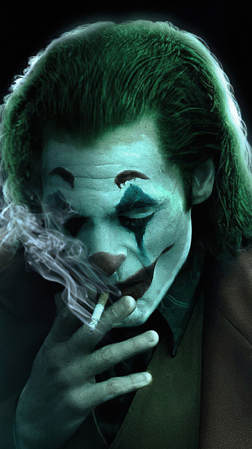 Joker fumando, azul, luz fondo de pantalla del teléfono