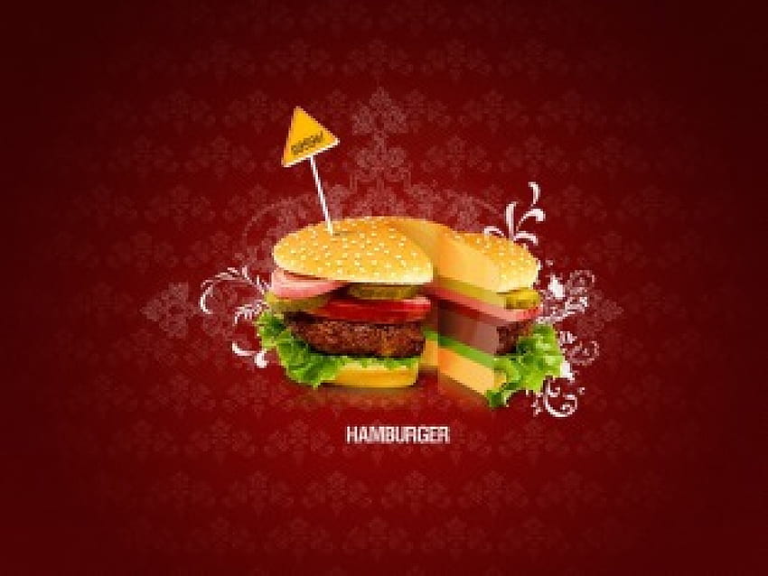 Caution - The Hamburger, caution, colours, yummy, hamburger HD wallpaper