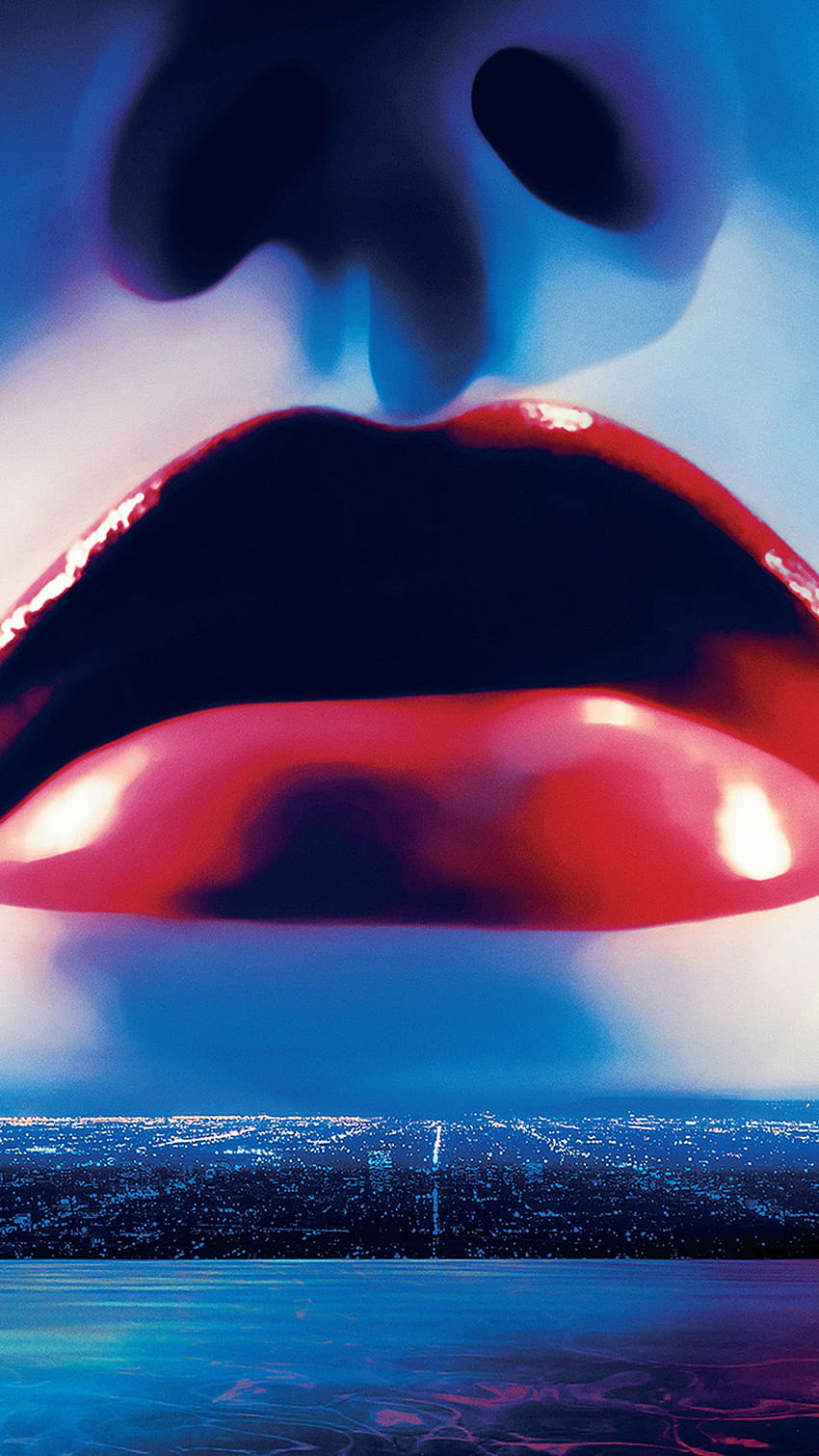 Lips Poster Film Neon Demon Red Blue Art Illustration HD phone wallpaper