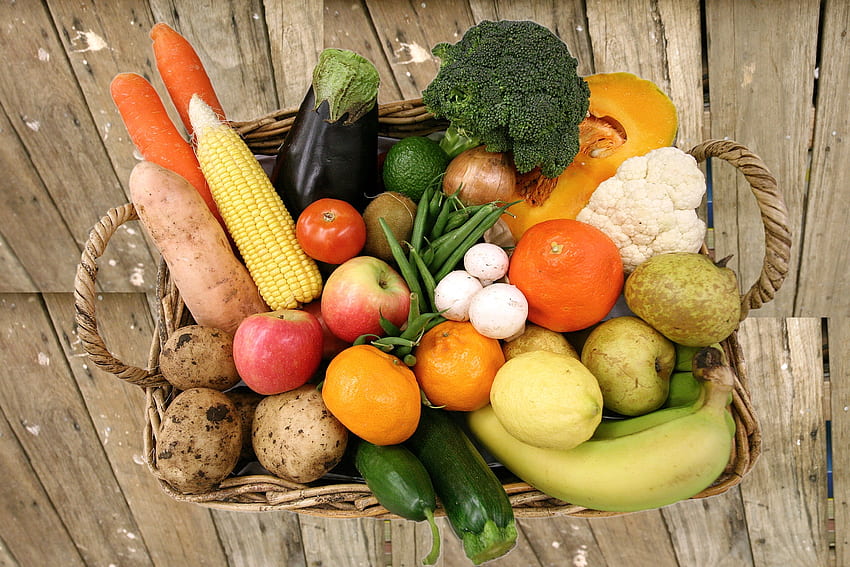 Frutas, Alimentos, Legumes, Cesta papel de parede HD