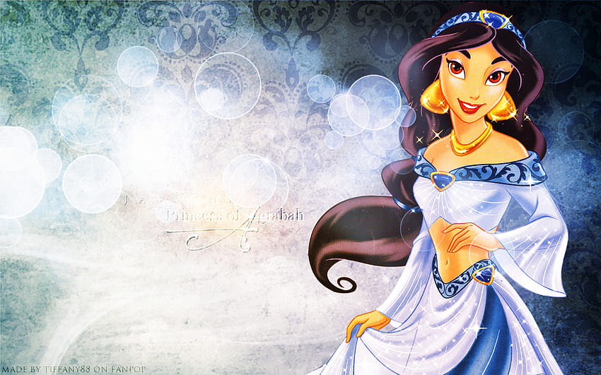 화려한 파란색 가운을 입은 Jasmine입니다. 말이 필요 없을 것 같아요, Jasmine Aladdin HD 월페이퍼