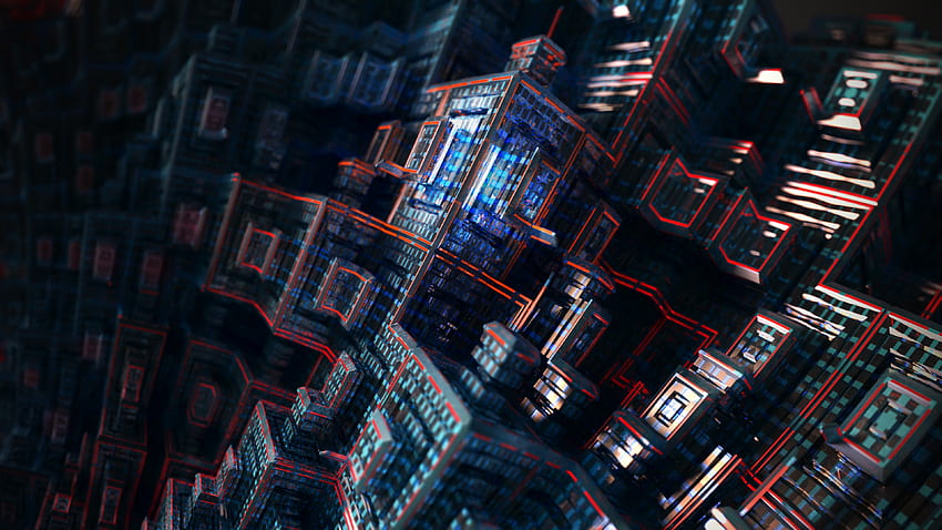 Fractales, oscuros, cubos, abstractos. fondo de pantalla