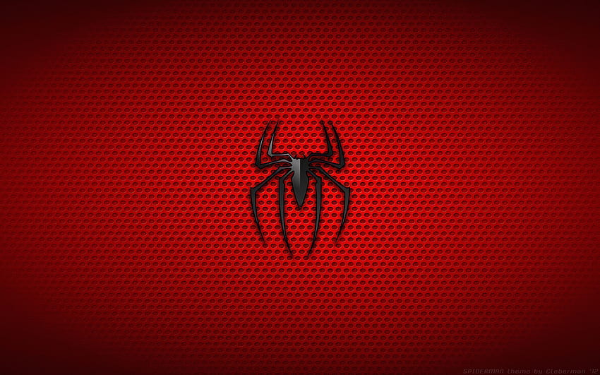 Spider-Man black logo, minimal, Spider-Man logo, red backgrounds, Spiderman, superheroes, Spider-Man 3D logo, Spider-Man minimalism, Spider-Man HD wallpaper