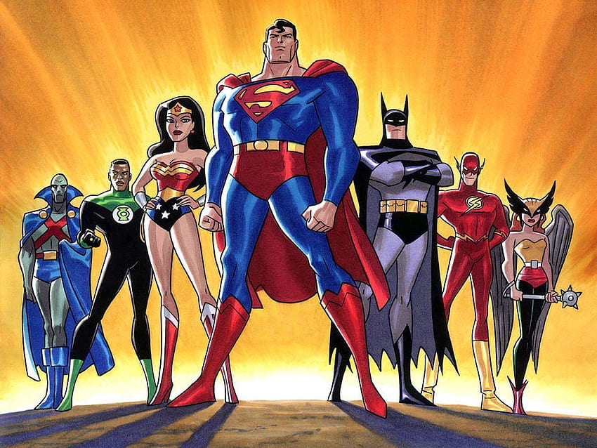 Justice League, Batman and Superman Cartoon HD wallpaper