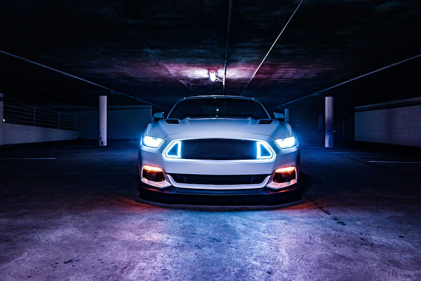 Ford Mustang, samochód sportowy, neony Tapeta HD