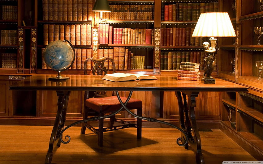 Mesa de Biblioteca Antiga ❤ para Ultra TV papel de parede HD
