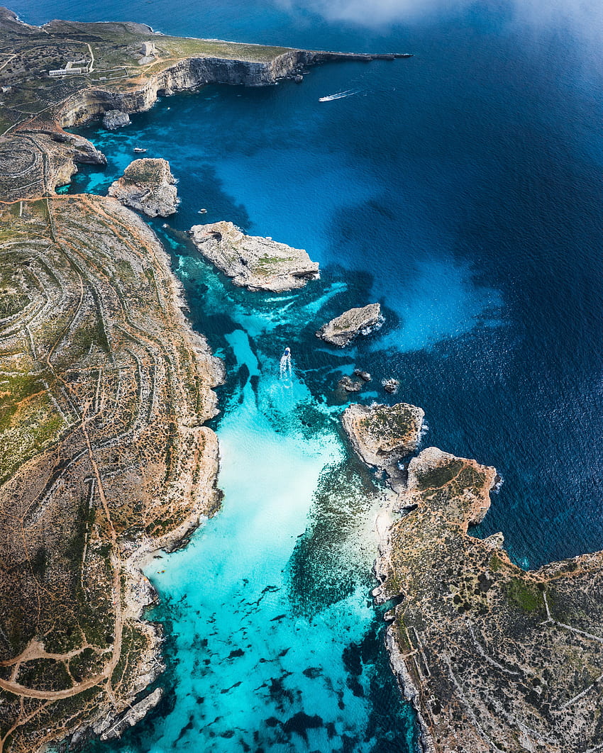 Nature, Coast, Ocean, Island, Bay, Stony, Rocky, Aerial View HD phone wallpaper
