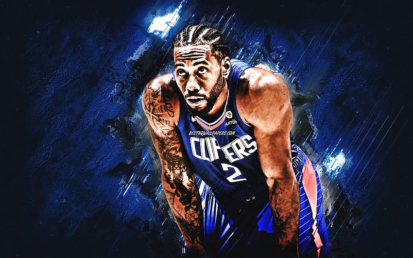Kawhi Leonard, NBA, Los Angeles Clippers, blue stone background, American Basketball Player, portrait, USA, basketball, Los Angeles Clippers players, Kawhi Anthony Leonard for with resolution . High Quality HD wallpaper