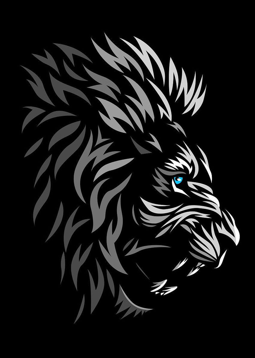 Black Small Lion Tattoo Design