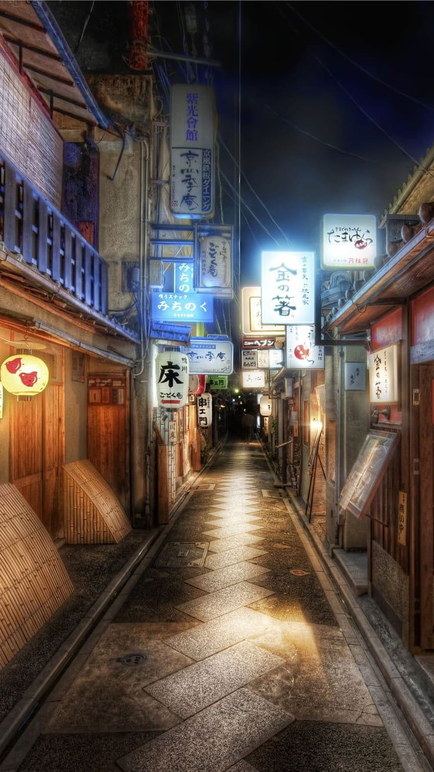 Noc w Kioto. Miasto, miasto iphone, ulica, Japonia Tapeta na telefon HD