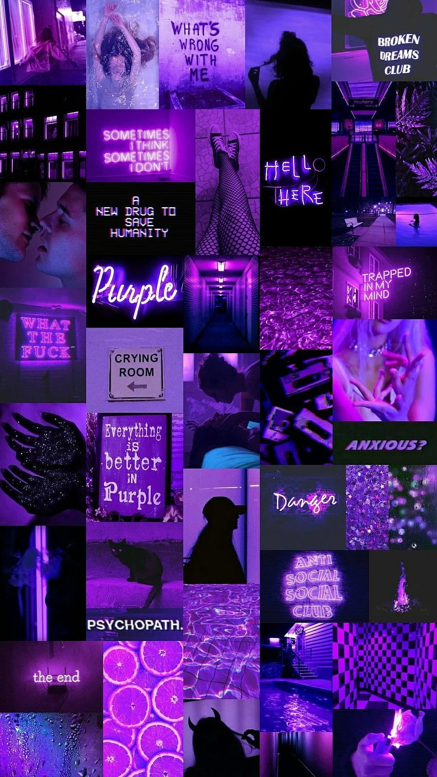 Violett. Lila ästhetischer Hintergrund, dunkles iPhone, dunkelblau, dunkelviolette Collage-Ästhetik HD-Handy-Hintergrundbild