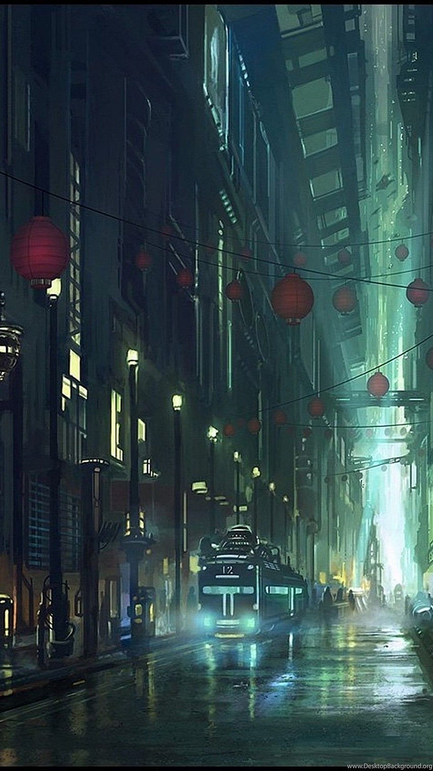 Premium AI Image  Anime scenery of a city with a view of the city and the  city in the background