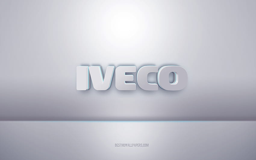 Iveco 3d white logo, gray background, Iveco logo, creative 3d art, Iveco, 3d emblem HD wallpaper