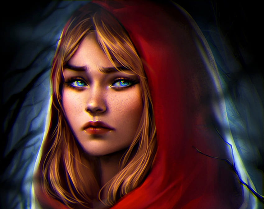 Red Riding Hood Art Loputon Girl Dark Woman Fantasy Portrait