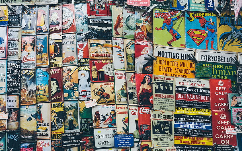 Signs text warning retro classic collage people art culture ., Vintage Signs HD wallpaper
