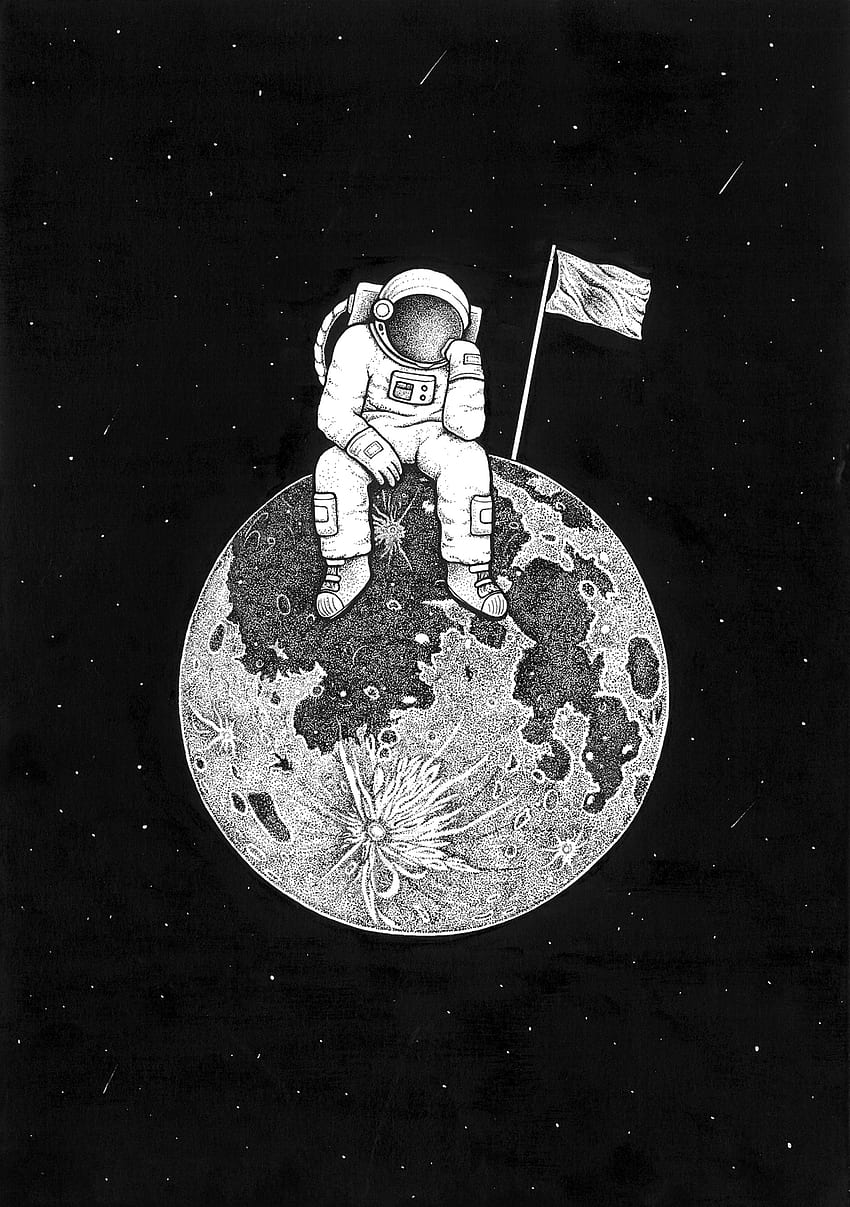 Space Drawing, Cartoon Astronaut Space HD phone wallpaper