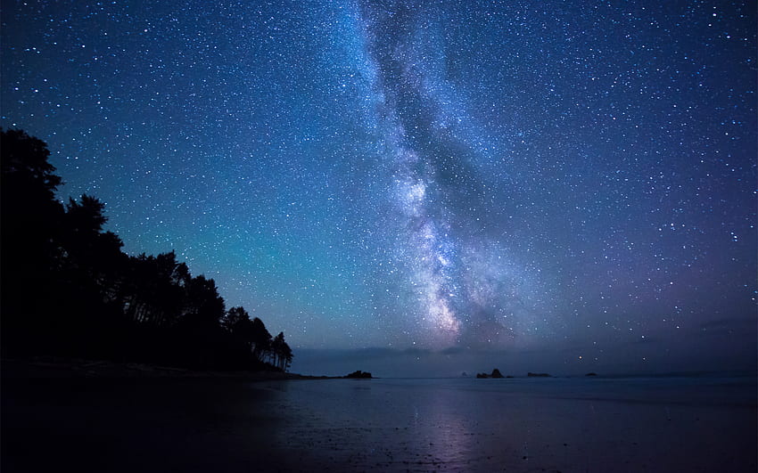 Milky way night , Milky Way Ocean HD wallpaper