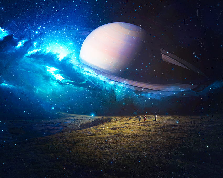 Fantasi, seni, luar angkasa, planet, bintang, lanskap Wallpaper HD