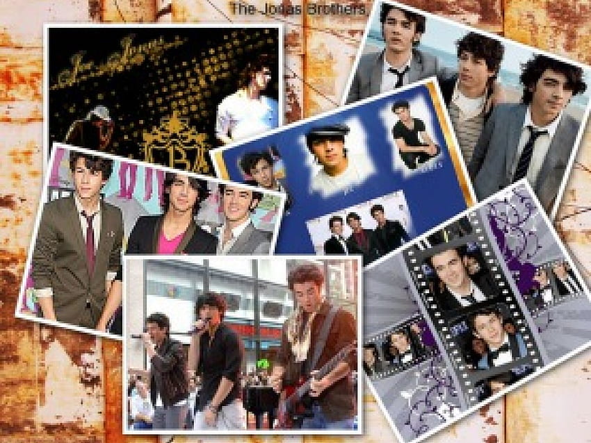 Kolaż Jonas Brothers, bracia Jonas, Kevin, Joe, piosenka, piosenkarz, film, fajny, nick Tapeta HD