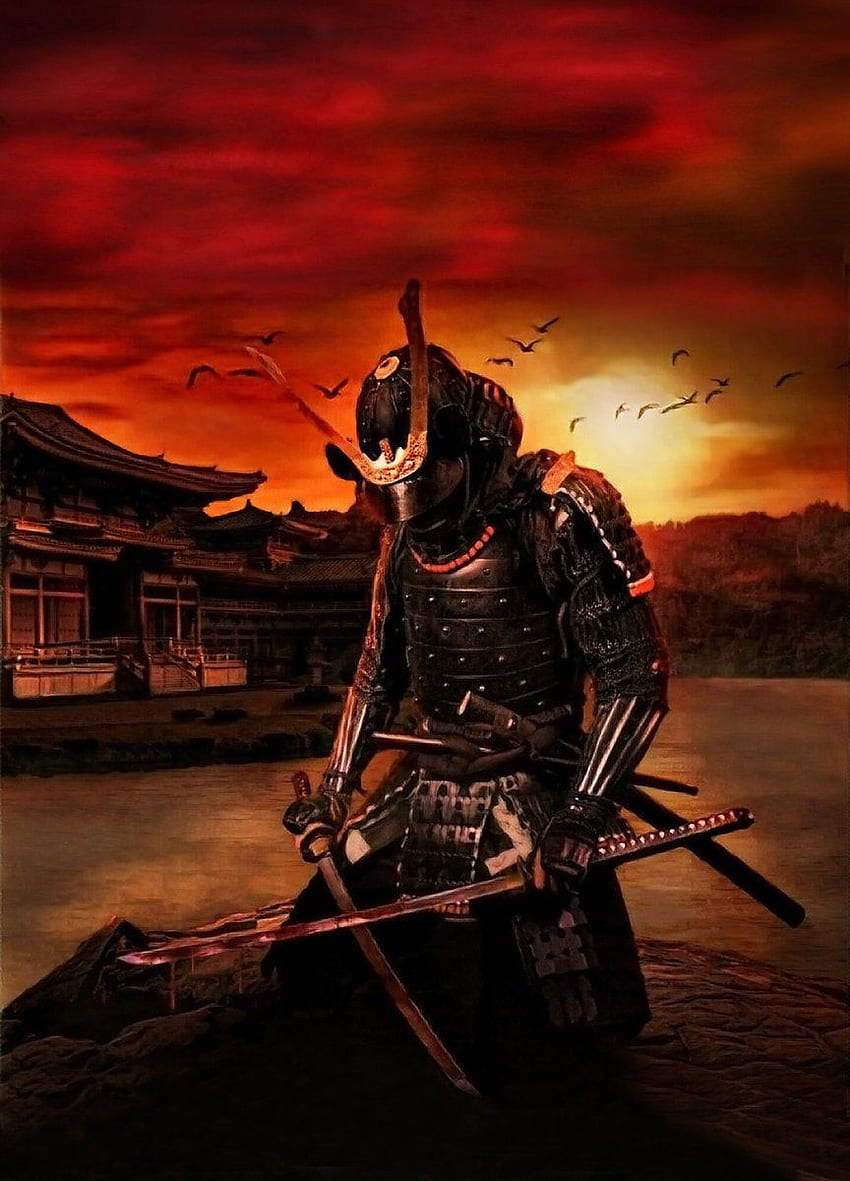 Залез Самурай. Татуировка на самурайски войн, самурайско изкуство, самурайска татуировка, японско бушидо HD тапет за телефон