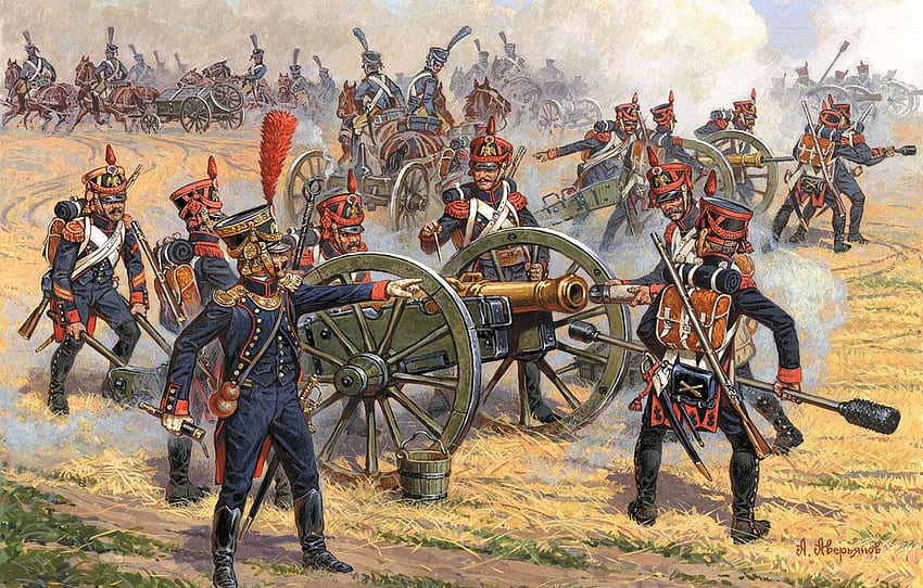Arte, De Las Guerras Napoleónicas., Era, Artillería Francesa 1810 1814гг. Participó, En Todas Las Batallas Por , Sección оружие fondo de pantalla