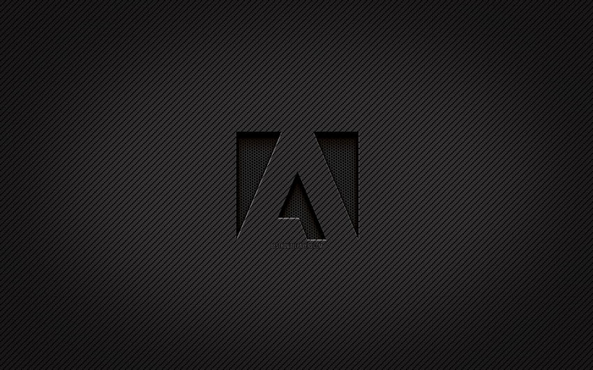 Logotipo de Adobe Carbon, arte grunge, de carbono, creativo, logotipo negro de Adobe, marcas, logotipo de Adobe, Adobe fondo de pantalla