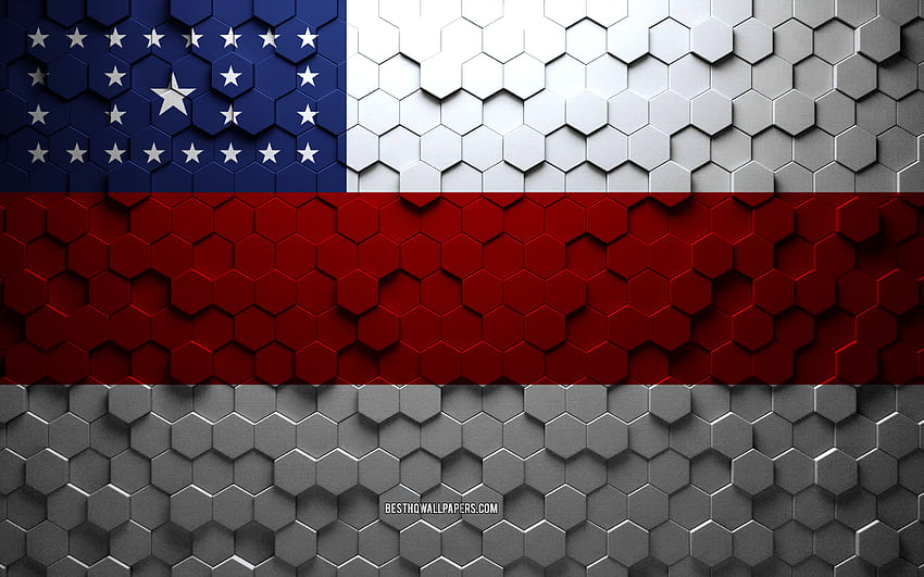 Flag of Amazonas, honeycomb art, Amazonas hexagons flag, Amazonas, 3d hexagons art, Amazonas flag HD wallpaper