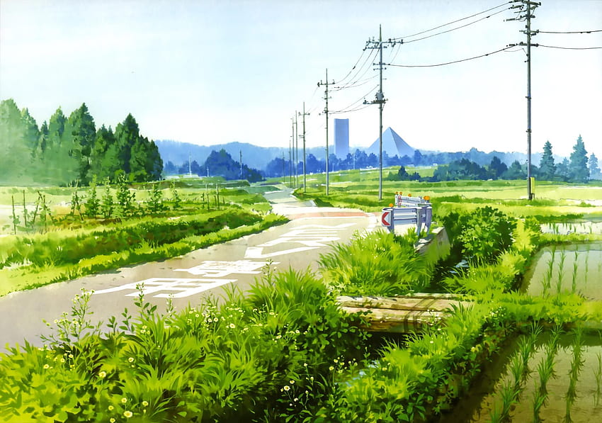 アニメの風景、日本の田舎 高画質の壁紙