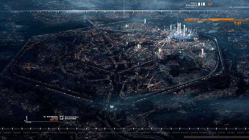 Widok z góry, miasto przyszłości Widok z góry iPhone - Mapa miasta science fiction, miasto przyszłości Tapeta HD