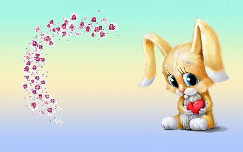 Bunny, fantasy, cute, shy, child HD wallpaper