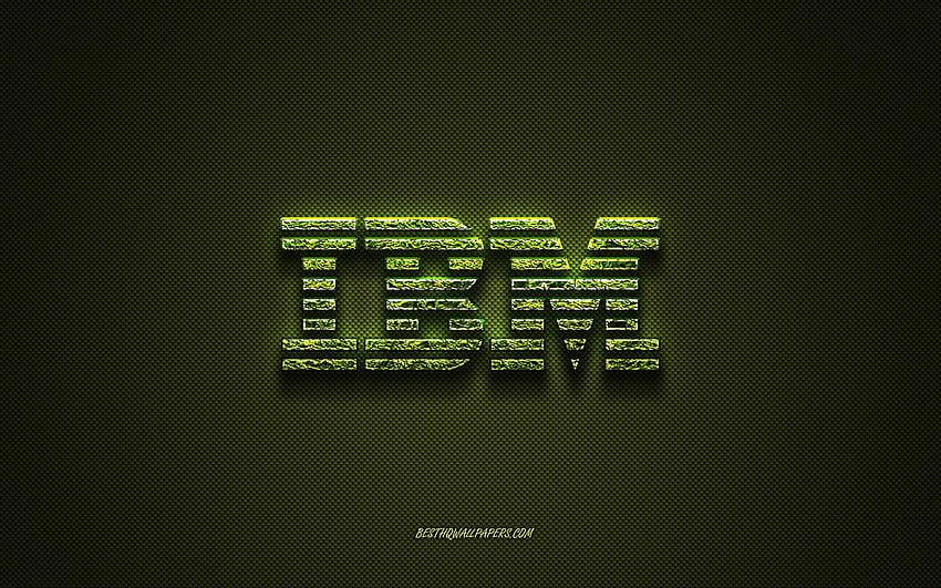 IBM logo, green creative logo, floral art logo, IBM emblem, green carbon fiber texture, IBM, creative art HD wallpaper
