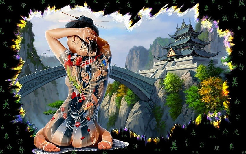 Back Tatto Girl Female Anime PC Background 1757. Geisha anime, Tattoo girl , Geisha, Anime Tatoo 見てみる 高画質の壁紙