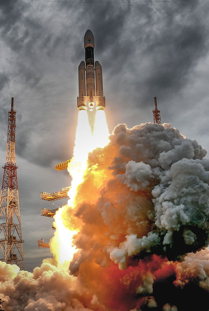 Start Chandrayaan 2: z drugiej misji księżycowej w Indiach, ISRO Tapeta na telefon HD