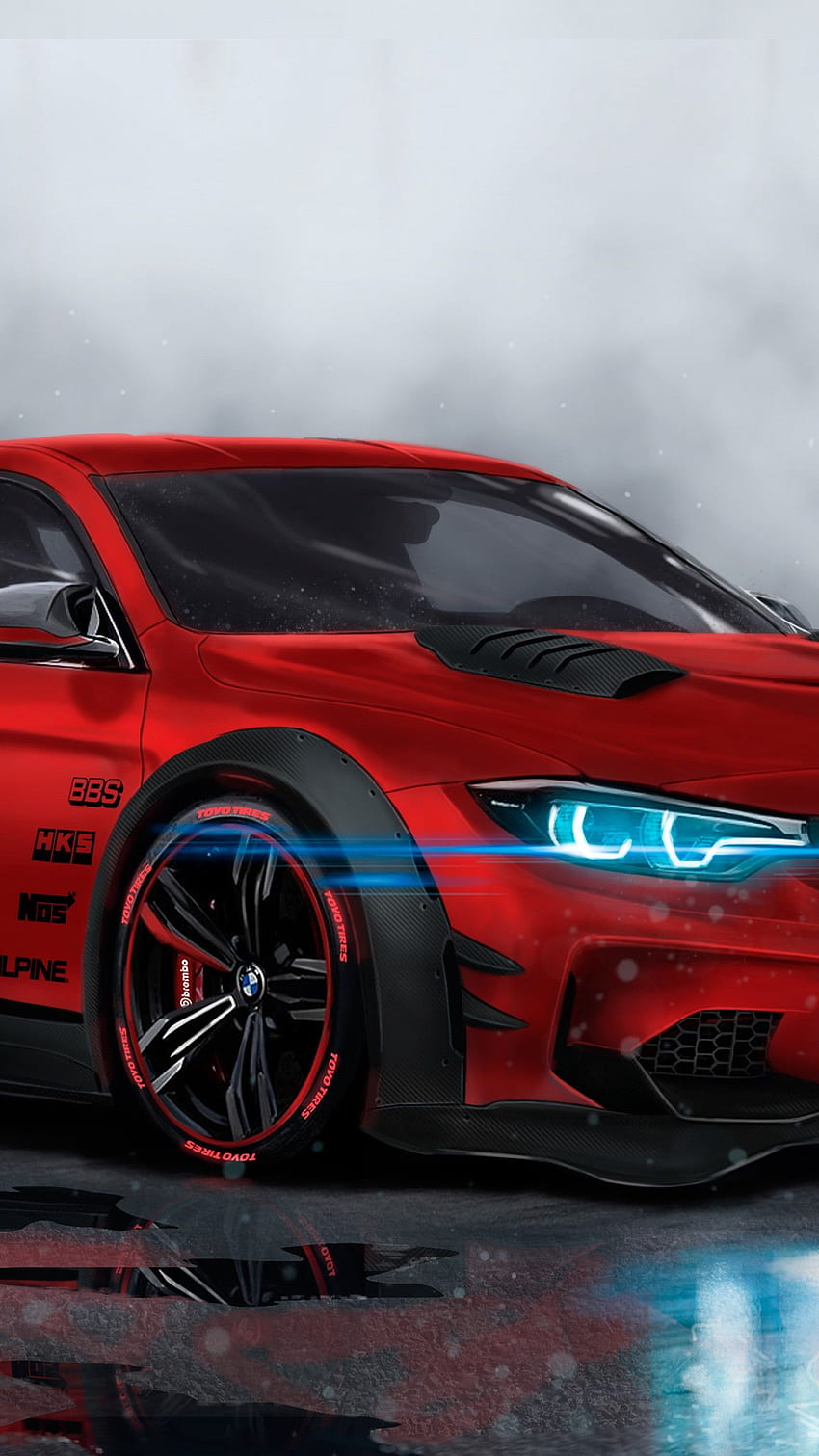 BMW M4, Custom, CGI, Neon, Sport car, , , Automotive / Cars,. for iPhone, Android, Mobile and HD phone wallpaper