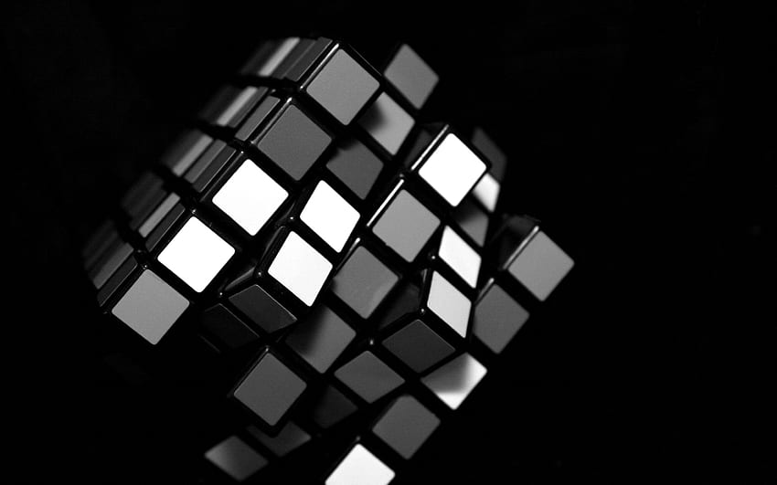 Rubik Cubo de Rubik, cubo 3D, cubo, cubo oscuro fondo de pantalla