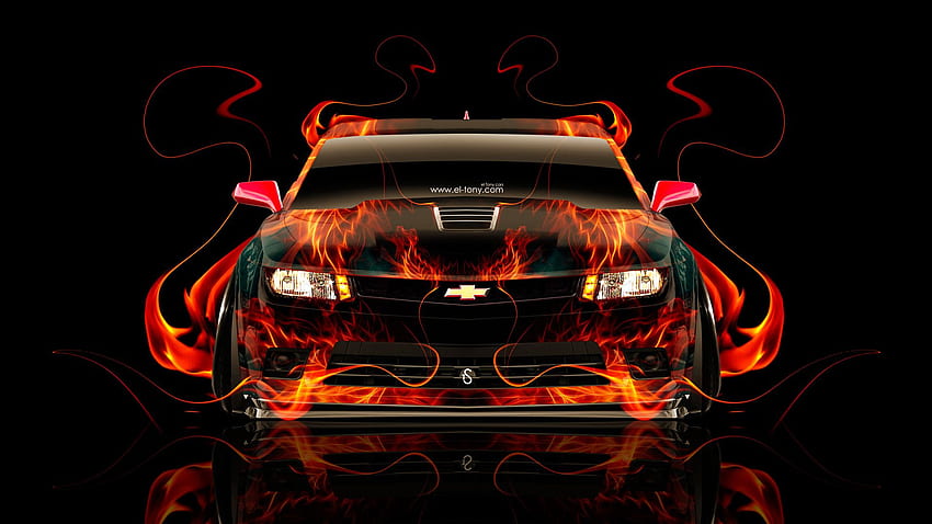 Chevrolet Camaro Z28 Muscle Front Fire Car 2014 HD wallpaper