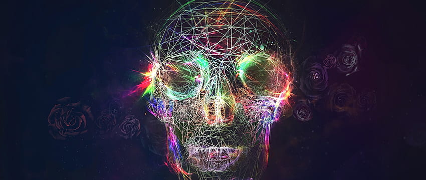 Preview skull, abstract, bright, background HD wallpaper