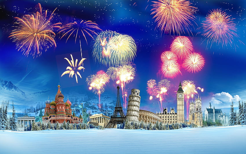 Christmas New Year Crackers 27174, New Year's Eve HD wallpaper