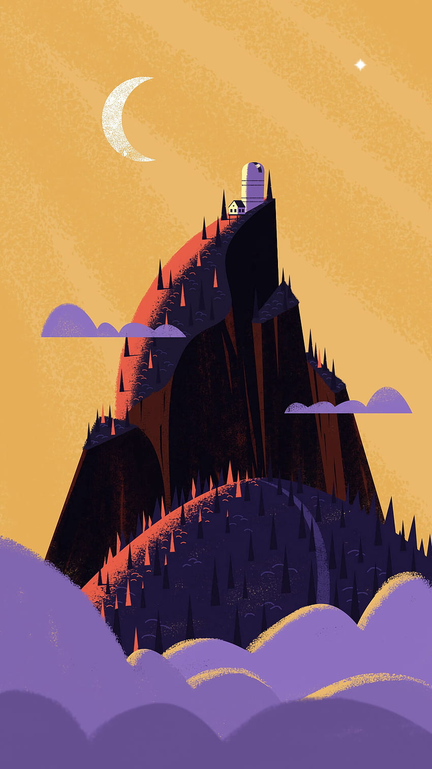 paisaje, arte, montaña, vértice, cima, observatorio fondo de pantalla del teléfono