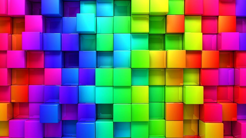 cube, blocks, , , 3D, iphone , android , rainbow, abstract. Rainbow , Colorful , Colorful background, Trippy HD wallpaper
