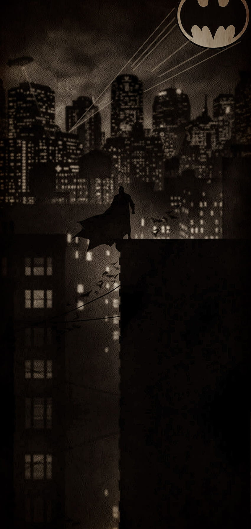 Batman And The Bat Signal By Erdij Galaxy S10 Hole Punch HD phone wallpaper